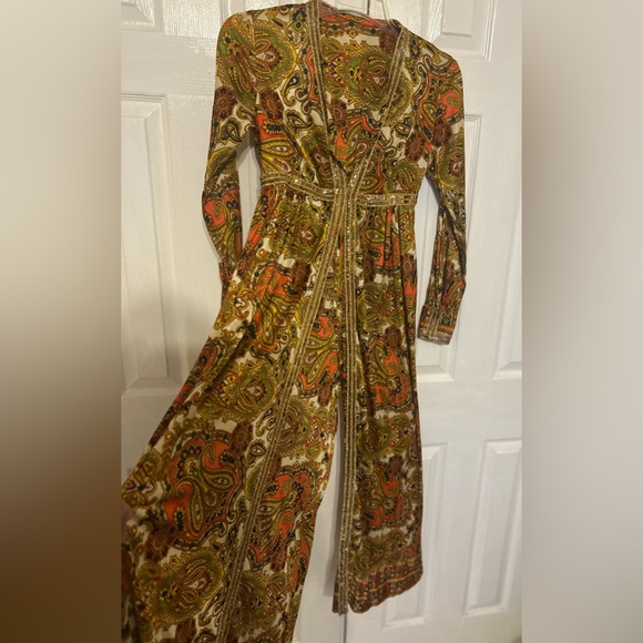 1960s vintage rare psychedelic paisley palazzo jumpsuit size XS - Picture 4 of 4